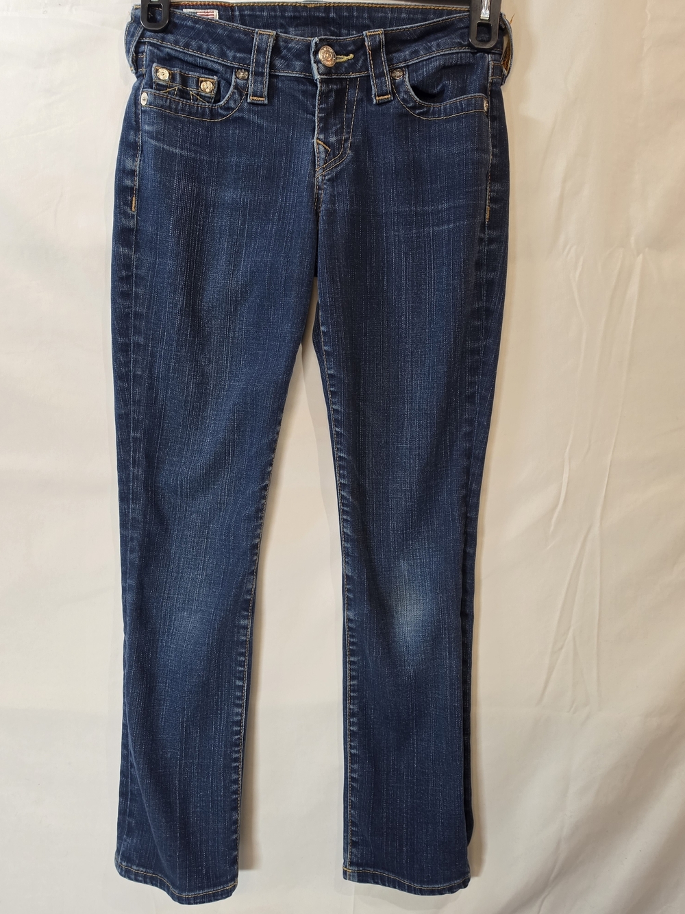 True Religion Avery Big T Straight Jeans Size 26 Blue Dark Wash Made In USA